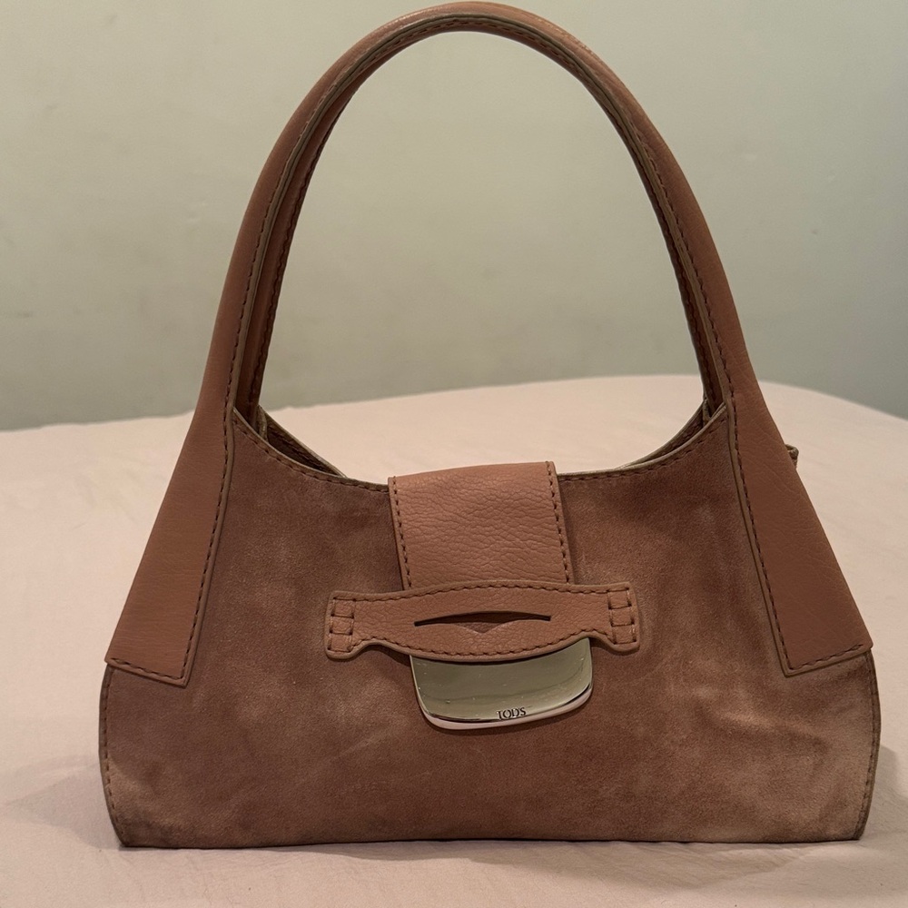Tod's Brown Suede Top-Handle Shoulder Bag